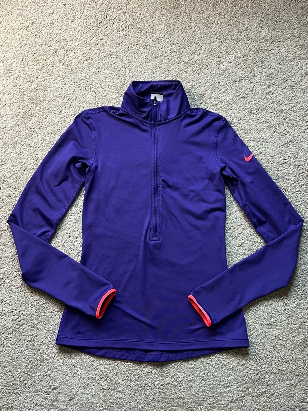 Nike Women's Purple Half-Zip Athletic Pullover with Pink Accents size S